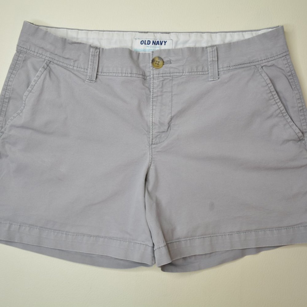 Old Navy Size 6 Regular Womens GRAY Chino‎ Trouser STRETCH Casual Dress SHORTS